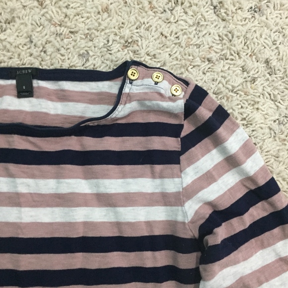 J. Crew Painter Boatneck Button Tee in Multistripe - Picture 3 of 5